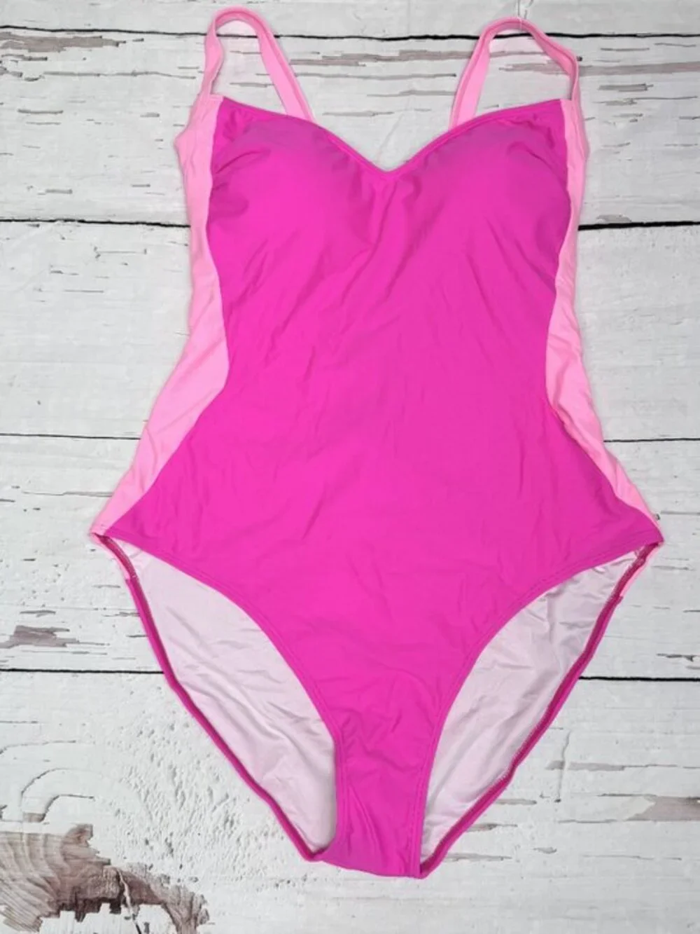 Eomenie Pink Ombre One Piece Swimsuit‎ Lace-Up Back 2XL NWT